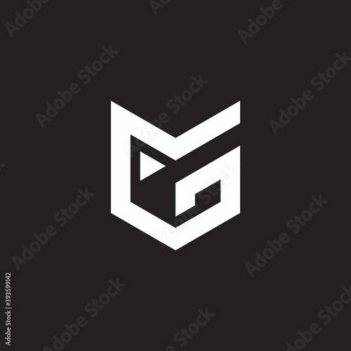letter mg flat triangle geometry logo vector