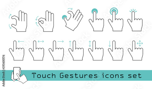 スマホ操作　ジェスチャー 　手のアイコン素材セット