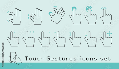 スマホ操作　ジェスチャー 　手のアイコン素材セット