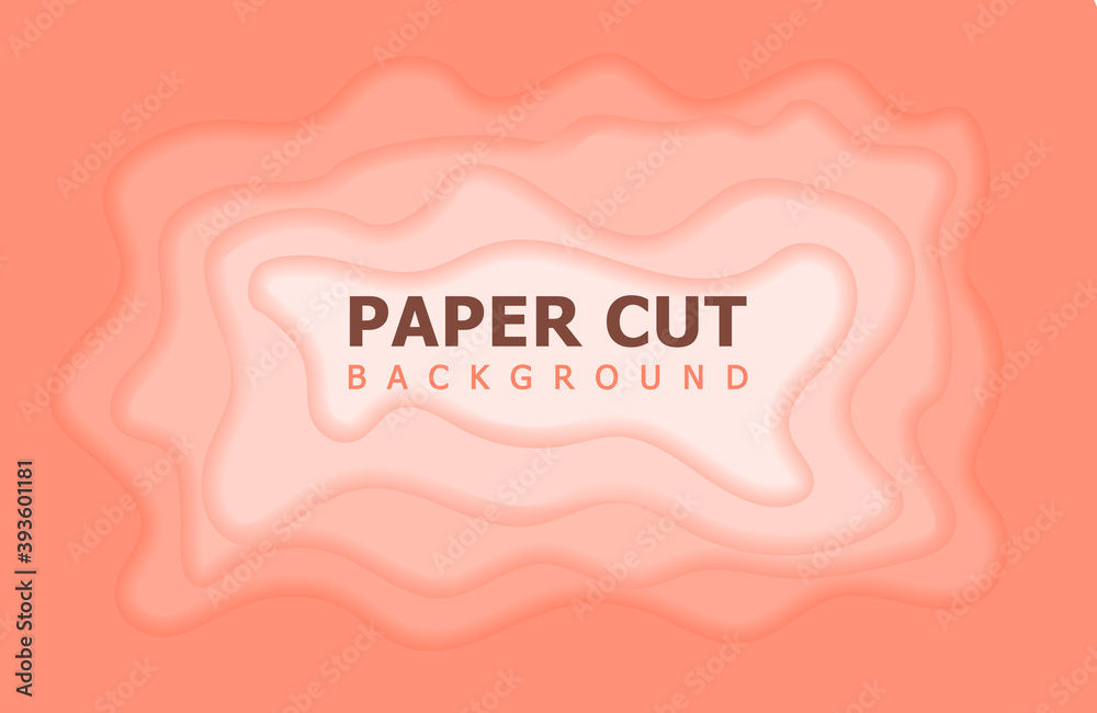 Abstract paper cut style background with cardboard wavy orange layers. Cover layout design template
