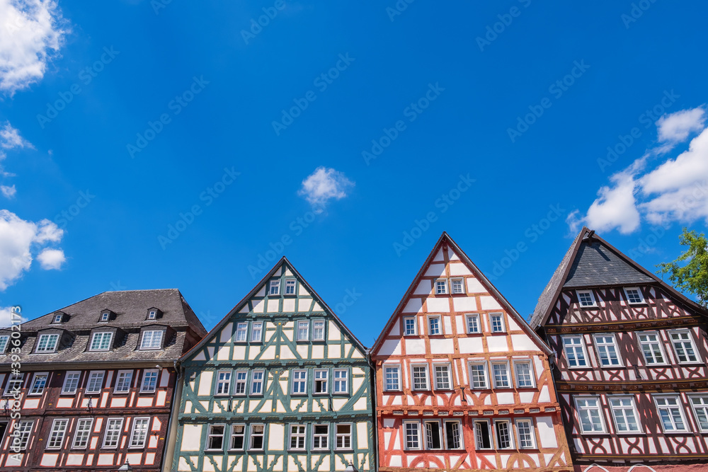 Fototapeta premium View of typical old historical half-timbered houses in Grünberg / Germany in Hesse