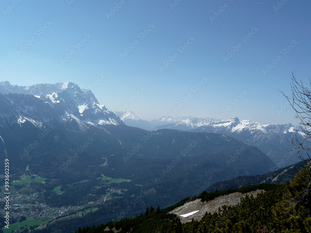 Zugspitze massif from Kramerspitz mountain, Bavaria, Germany