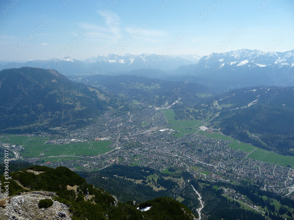 Garmisch-Partenkirchen from above, Bavaria, Germany