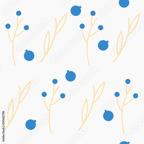 Seamless pattern of flowers and blueberries
