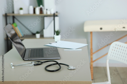 doctor's office with couch and work table. Doctor's workplace 