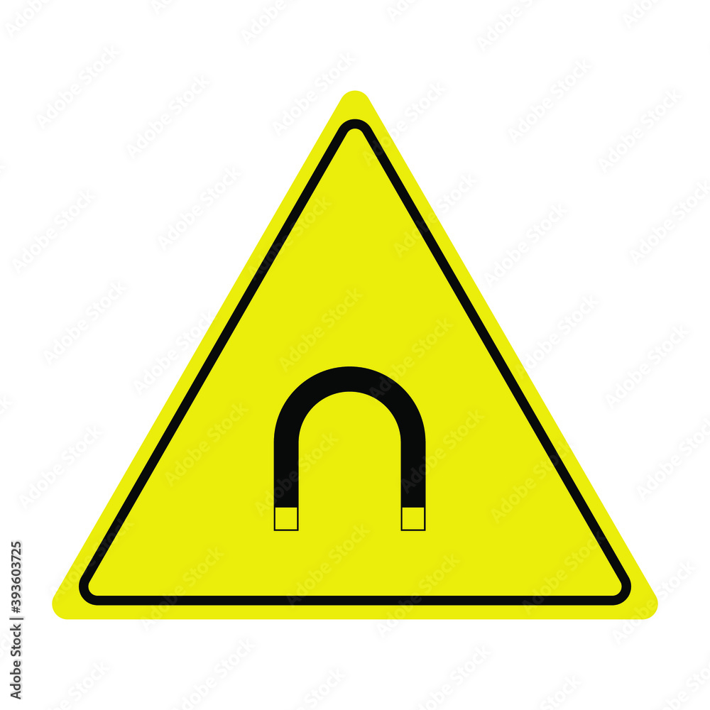 Flat design warning sing high power magnetic field symbol Flat design warning sing high power magnetic field symbol