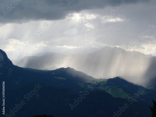 Weather change at Pyramidenspitze mountain hiking tour in Tyrol, Austria