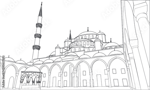 blue old mosque city at turkey