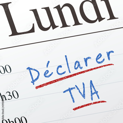 Page d'agenda pour déclarer sa TVA
