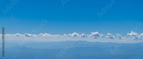 landscape with mountains with blue sky and white clouds panoramic 
