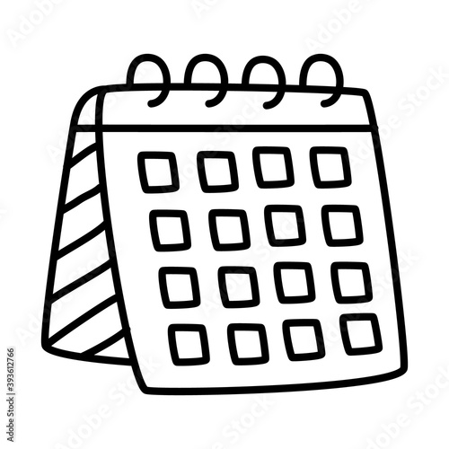 stationary concept, calendar planner icon, line doodle style