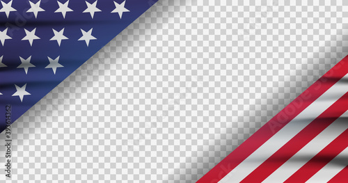 Cropped american flag on transparent background. Modern illustration.