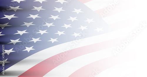 American flag covers white background. MOdern illustration. USA flag background.