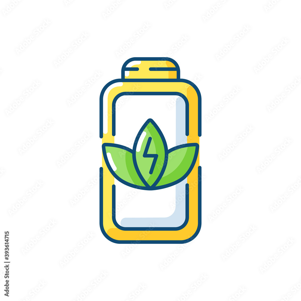 Battery charge saving RGB color icon. Economy mode when having low percentage. Increasing working time of your device. Isolated vector illustration Battery charge saving RGB color icon. Economy mode when having low percentage. Increasing working time of your device. Isolated vector illustration