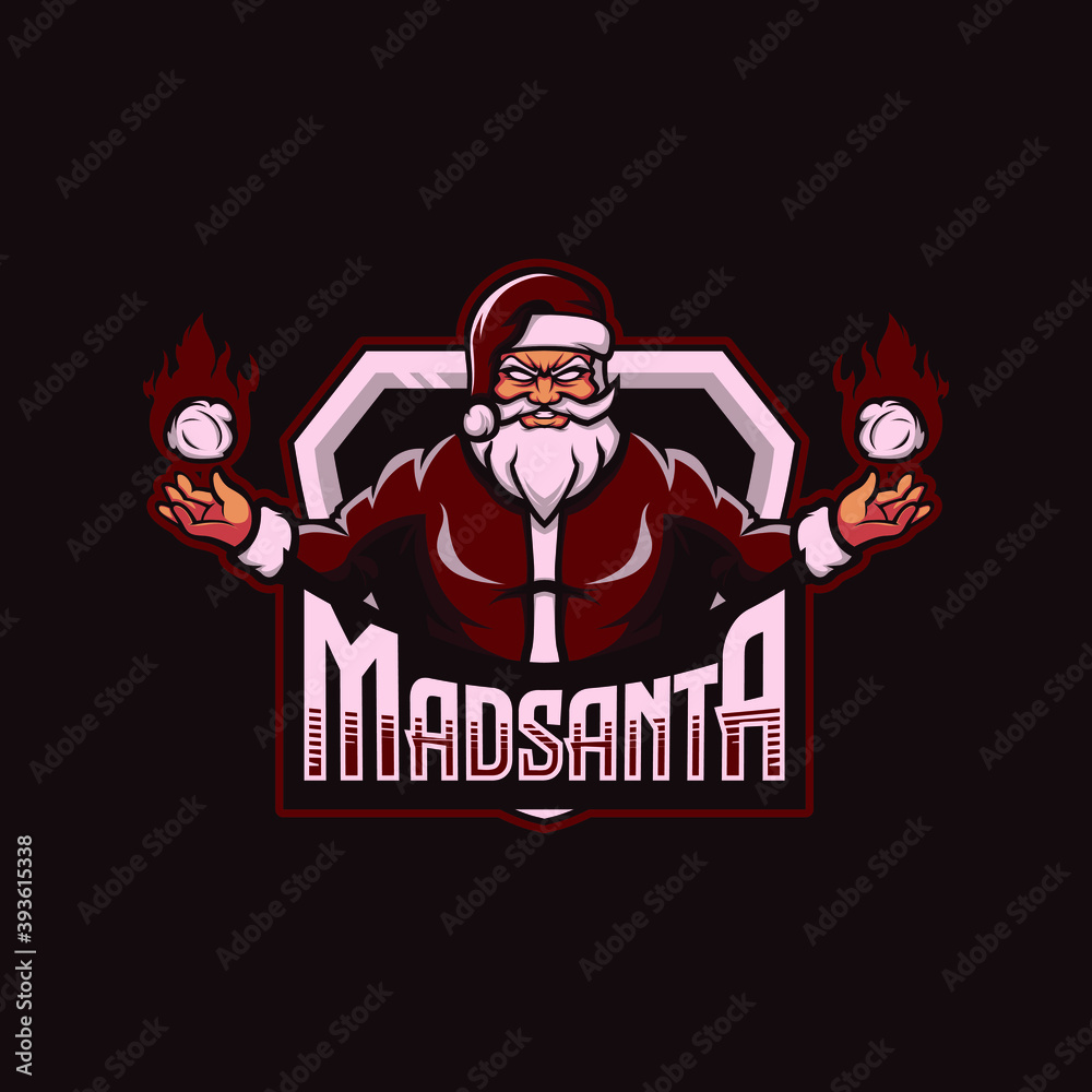 mad santa mascot logo. color and text are editable mad santa mascot logo. color and text are editable