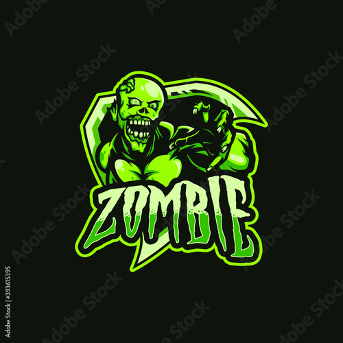 zombie mascot logo. color and text are editable.