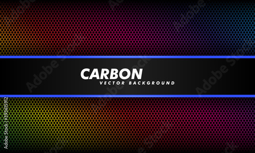 Abstract background in dark color gradient and black carbon fiber. Vector illustration. Modern tech design carbon background.