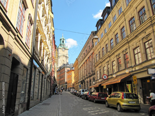 Stockholm Cathedral in the back of the street. Stockholm, Sweden © Sow-chika