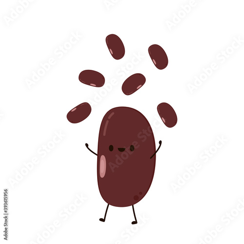 Kidney bean character. Kidney bean on white background.