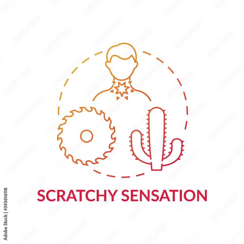 Scratchy sensation concept icon. Sore throat symptom idea thin line