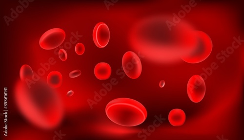 Human blood cells under a microscope, the movement of red blood cells in blood vessels