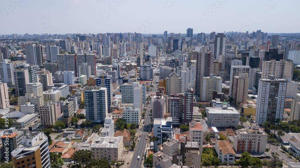 Fototapeta premium General drone view of downtown Curitiba, capital of Paraná state, Brazil, with its buildings