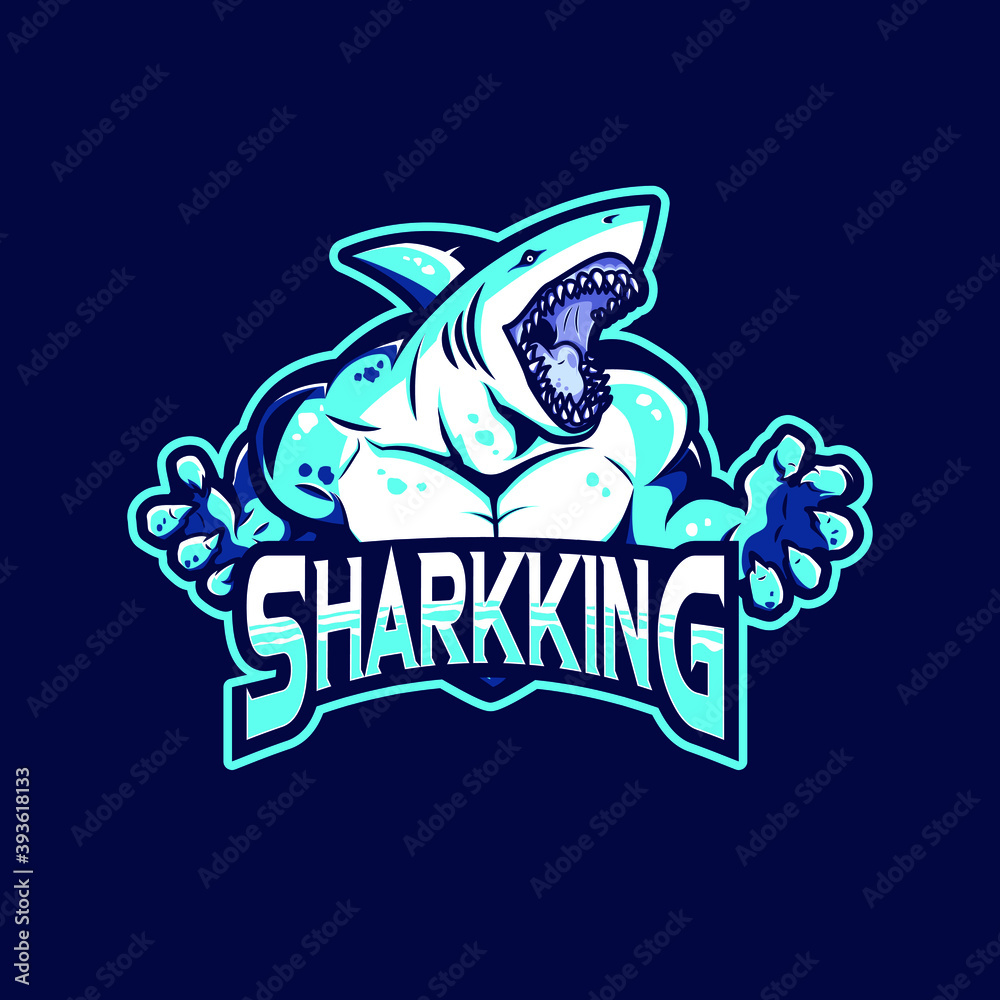 shark king mascot logo for esports or sports team. Stock Vector | Adobe ...