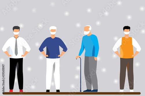 Men wearing mask to prevent pandemic when go outside home