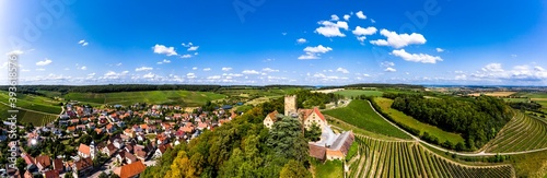 Aerial view, Neipperg Castle, Brackenheim wine region, Heilbronn district, Baden-Württemberg., Germany,