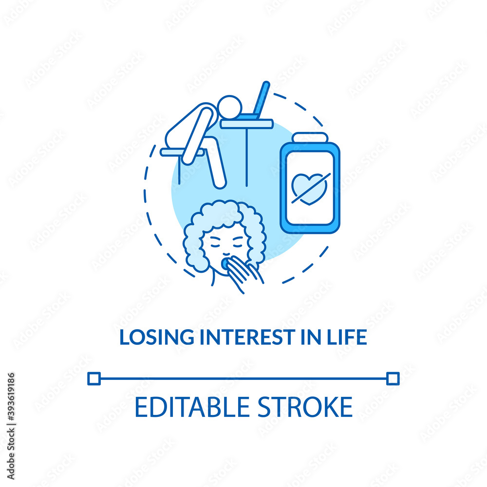 Losing interest in life concept icon. SAD symptom idea thin line