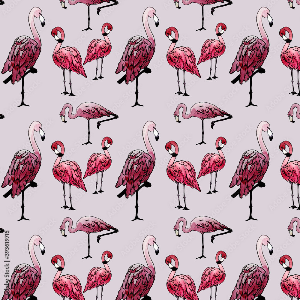 Obraz premium seamless pattern with flamingos