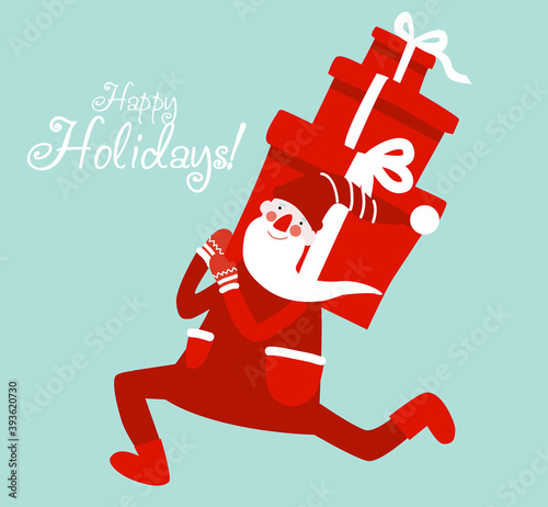 Funny Santa Claus with presents