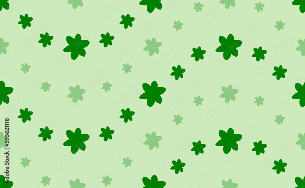 Seamless pattern of large and small green narcissus flowers. The elements are arranged in a wavy. Vector illustration on light green background Seamless pattern of large and small green narcissus flowers. The elements are arranged in a wavy. Vector illustration on light green background