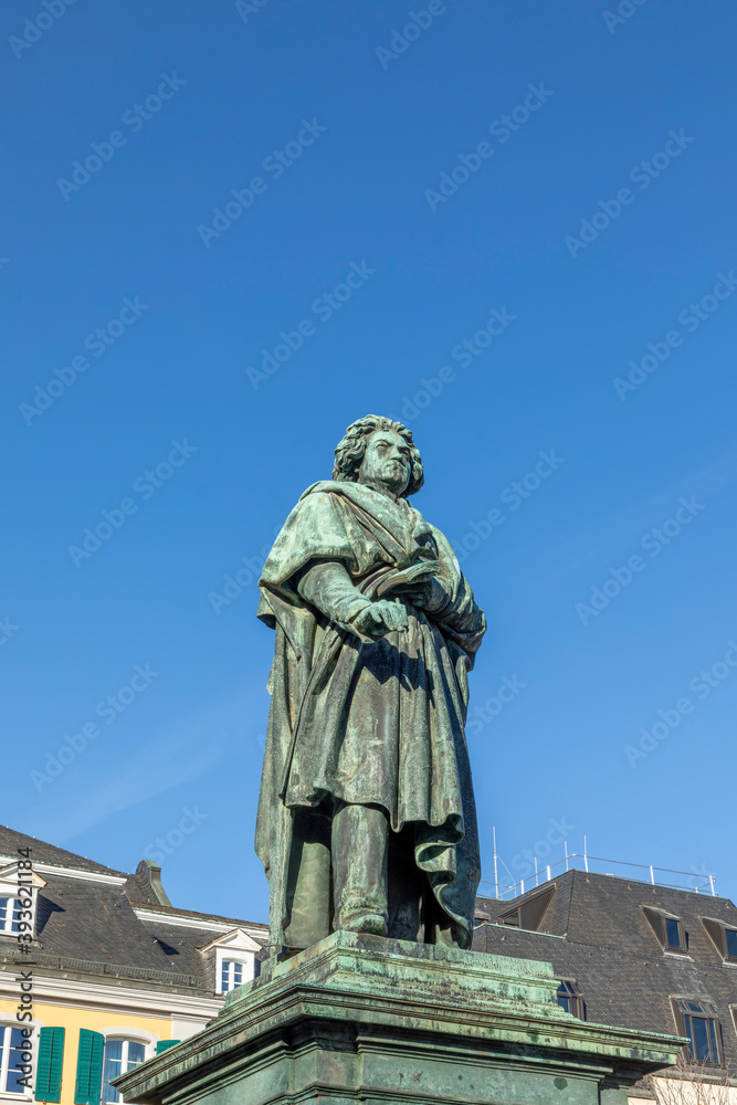 statue of famous composer Ludwig van Beethoven - located on Munsterplatz in the city of Bonn in Germany. statue of famous composer Ludwig van Beethoven - located on Munsterplatz in the city of Bonn in Germany.