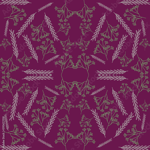 colorful decorative leaves and branches seamless pattern