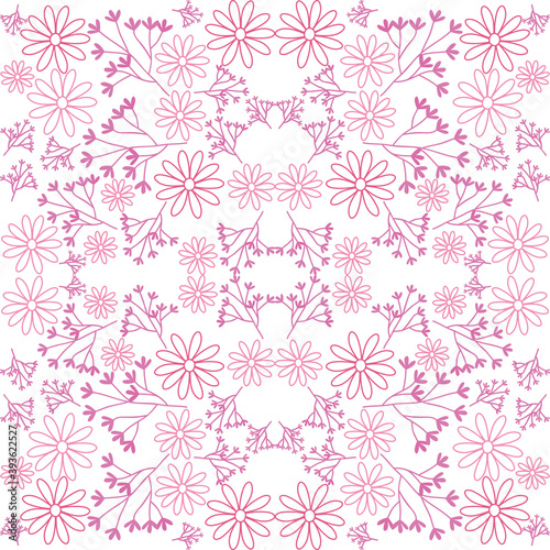 pink and purple flowers and branches seamless pattern