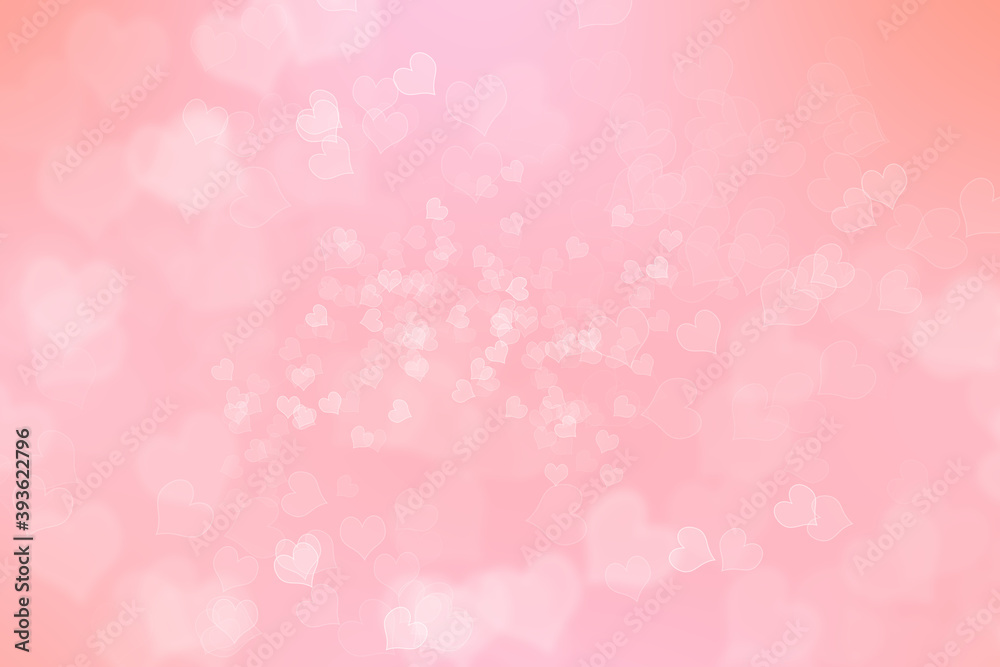 Pink bokeh background with heart theme.