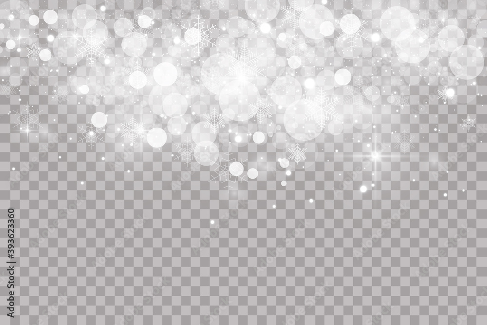 Stock vector illustration falling snow. Snowflakes, snowfall. Transparent background. Fall of snow. Stock vector illustration falling snow. Snowflakes, snowfall. Transparent background. Fall of snow.