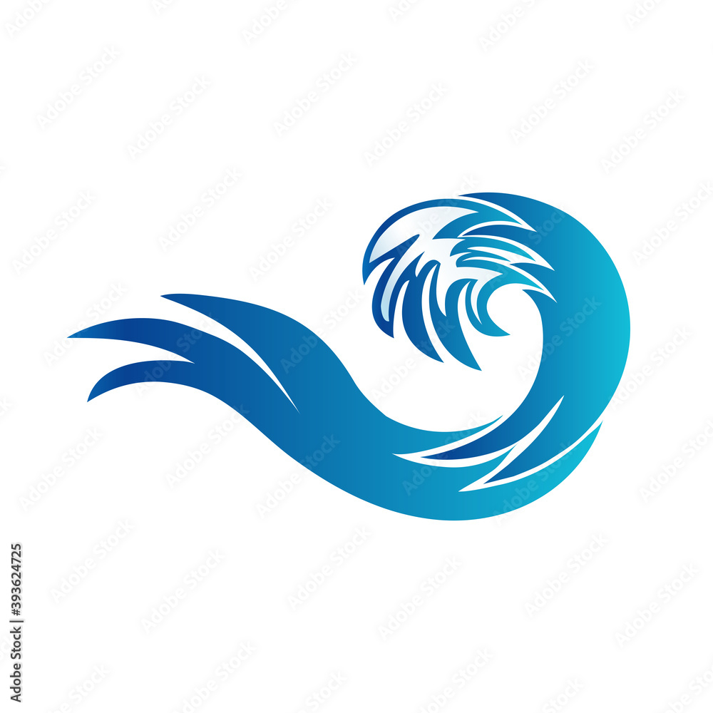 Obraz premium Logo blue spiral waves ocean beach swirl vector web image template