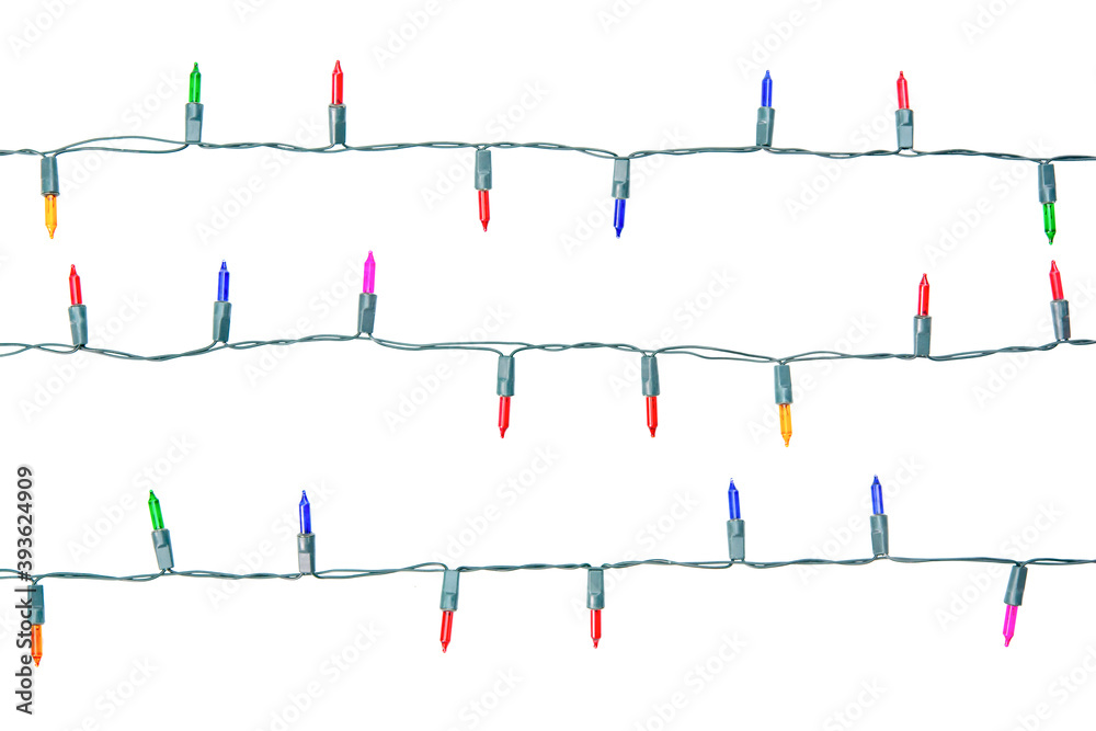 Christmas lights string isolated on white background with clipping path Christmas lights string isolated on white background with clipping path