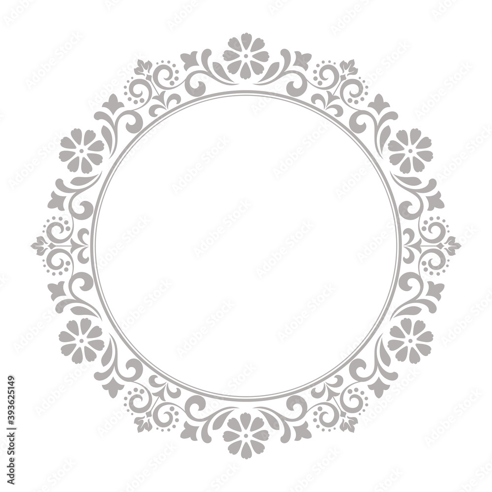 Decorative frame Elegant vector element for design in Eastern style, place for text. Floral gray border. Lace illustration for invitations and greeting cards