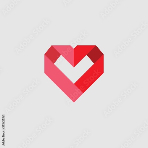 ORIGAMI HEART AND LETTER V VECTOR EDITABLE
