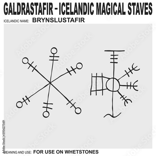 vector icon with Icelandic magical staves Brynslustafir. Symbol means and is used on whetstones