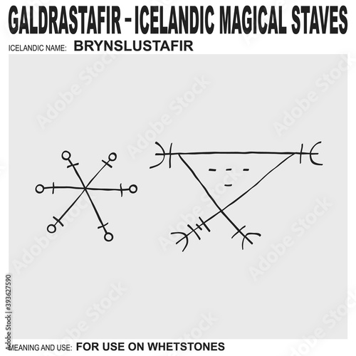 vector icon with Icelandic magical staves Brynslustafir. Symbol means and is used on whetstones