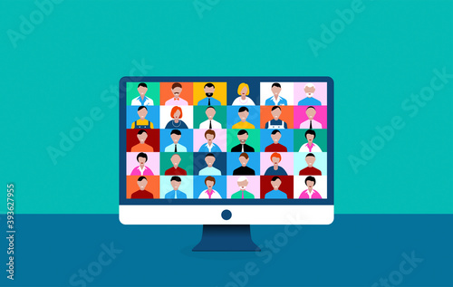 computer, videoconferenza, conferenza, social network