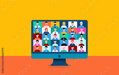 computer, videoconferenza, conferenza, social network