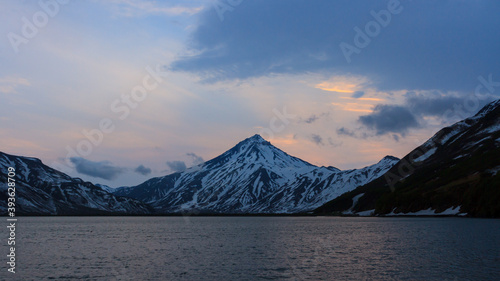Sunset view of the Volcano Vilyuchinsky, Kamchatka, Russia