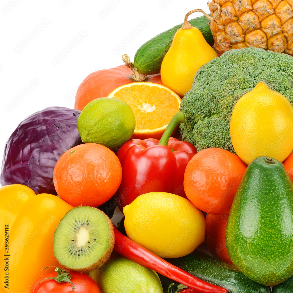 Fruits and vegetables isolated on a white background Fruits and vegetables isolated on a white background