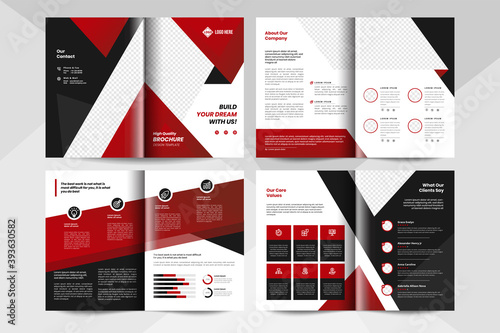 Red corporate business brochure template. Corporate business flyer template.