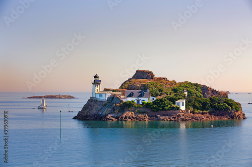 Lighthouse of L'Ile Louet as Seen from Pointe de Penn-al-Lann, Brittany photo